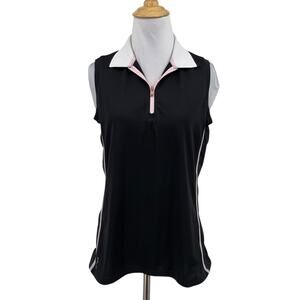 RLX Ralph Lauren Polo Shirt Womens M Medium Black Pink Classic Fit 1/4 Zip Golf